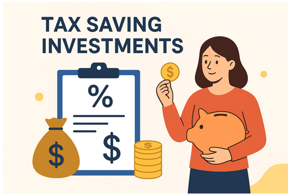 Illustration of taxpayers reviewing investment options like PPF, ELSS, and FDs to maximize tax savings through section 80C deduction.