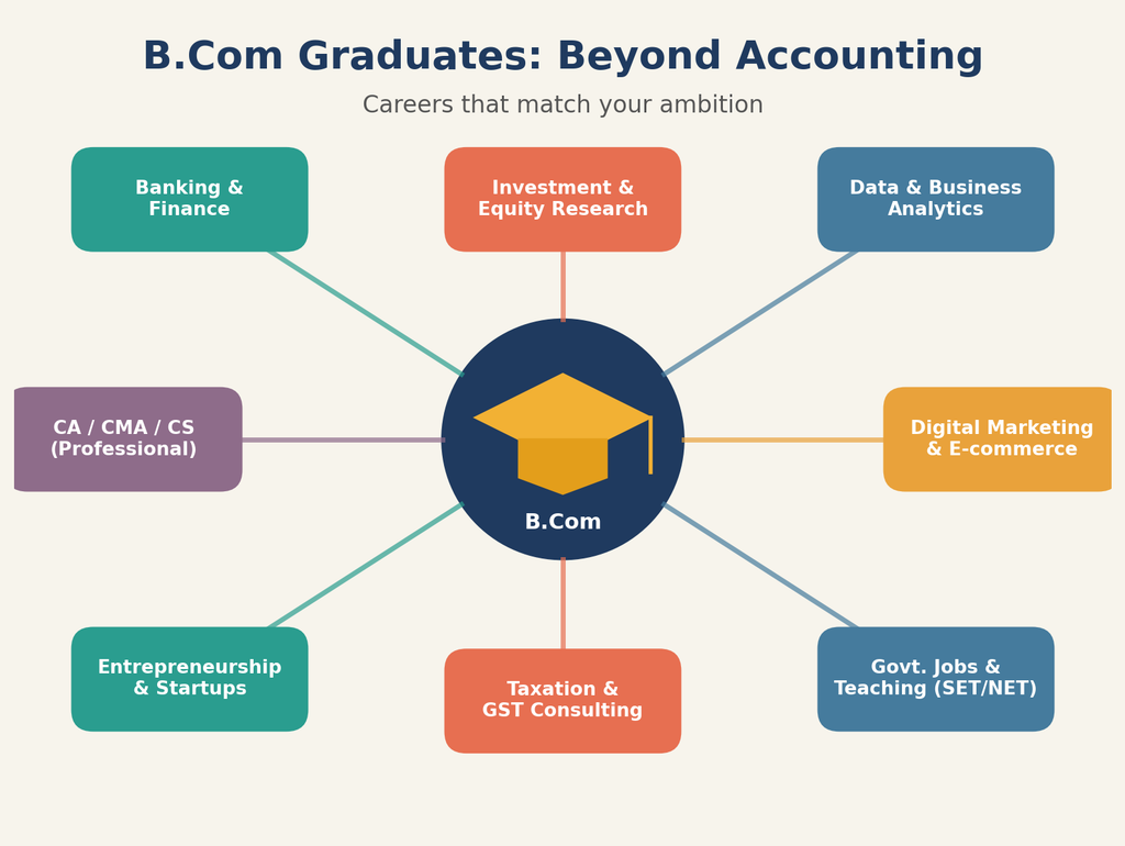 Career options for B.Com graduates in banking, marketing, business analysis, and supply chain