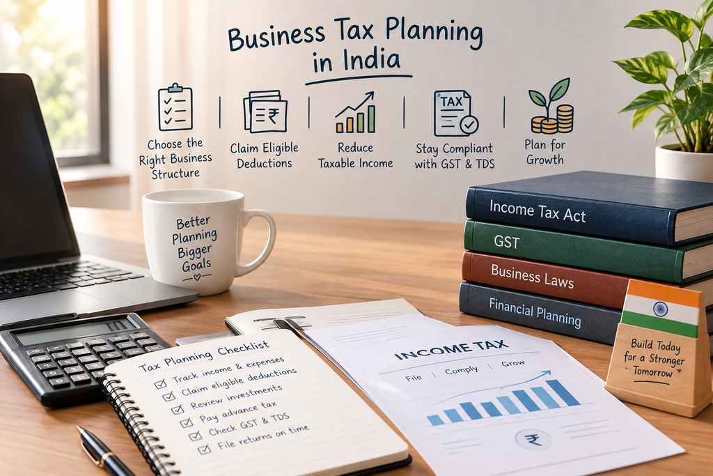 Business tax planning in India with tax deductions, depreciation and financial records