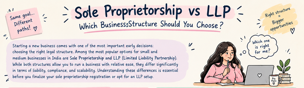 Sole proprietorship vs LLP comparison for entrepreneurs in India