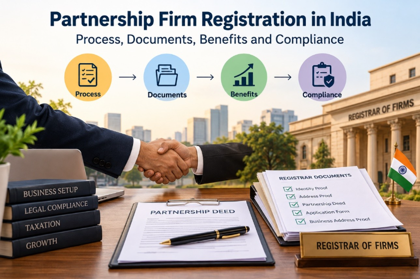 Partnership firm registration in India, including business partners and legal documentation